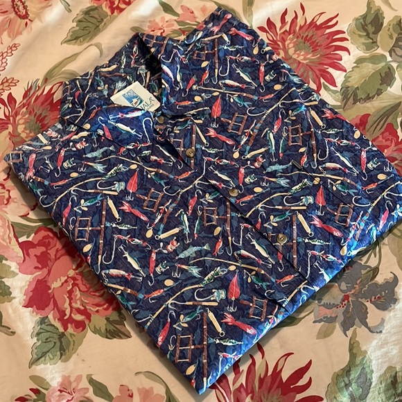 Vtg 90s KAHALA HAWAIIAN ISLANDS sz XXL Fish Lure ButtonFront Cotton Hawaii USA - Picture 2 of 16